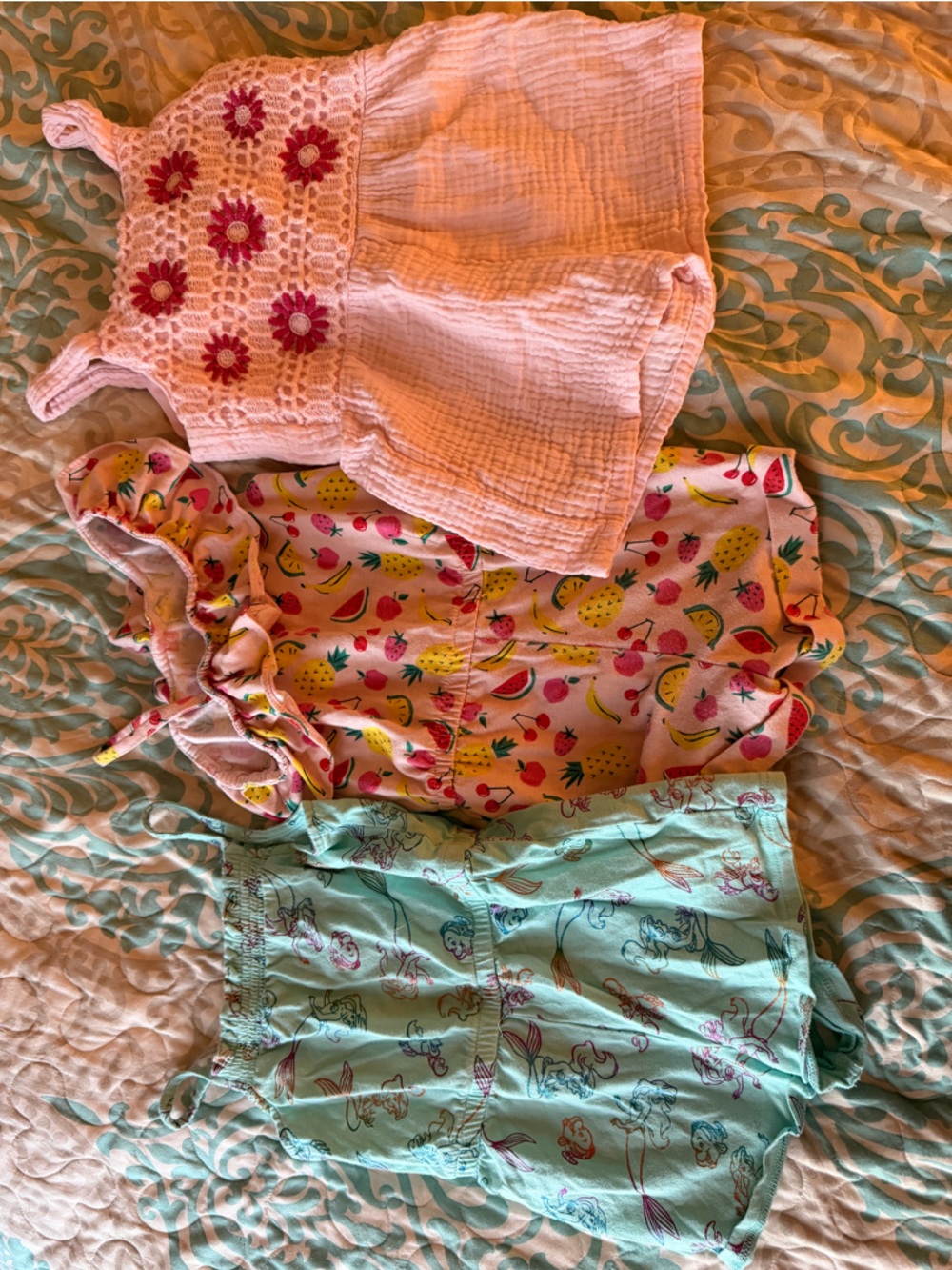 Disney Mint and Light Pink Baby Romper Set